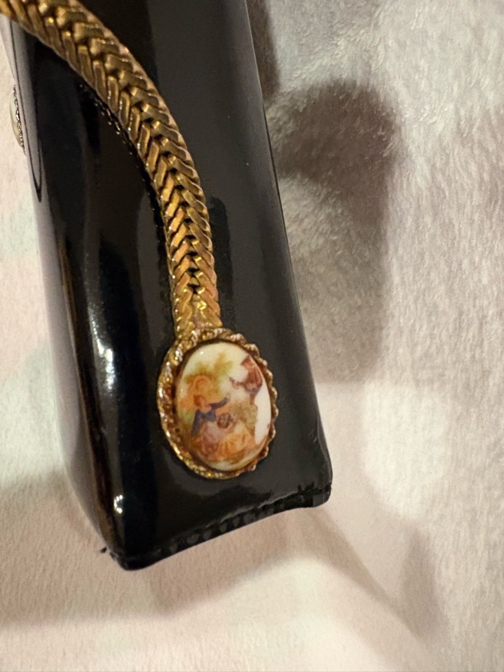 Rosart Vintage 1950s Black Patent Evening Bag with Gold Chain - Picture 5 of 11
